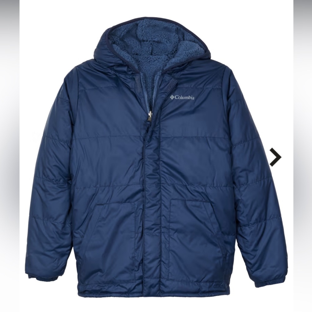 Columbia Kids Reversible Puffer / Fleece Winter Jacket Size XS (6-7) Navy